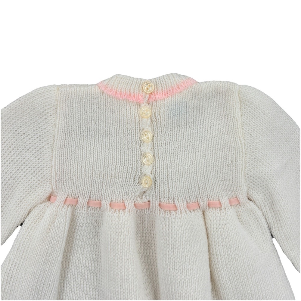 NWT Vintage Jacobsons Dress Baby Girl 12M Embroidered White Pink Ribbon Trim - Picture 4 of 8